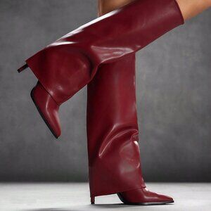 Burgundy Pointed Toe Stiletto Women's Boots